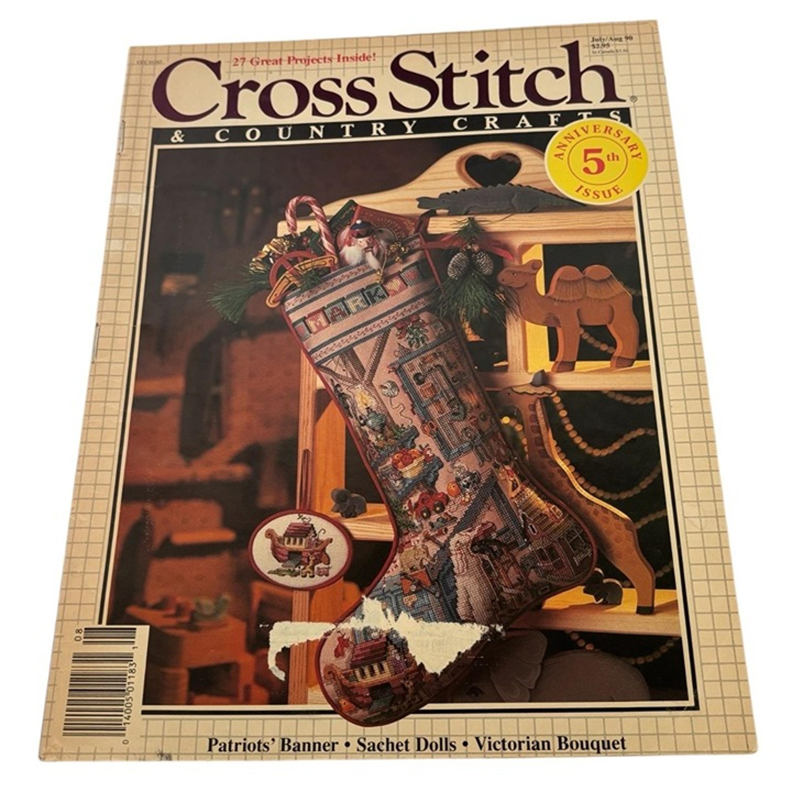 Cross Stitch and Country Crafts Magazine Christmas Holiday Stocking July 1990