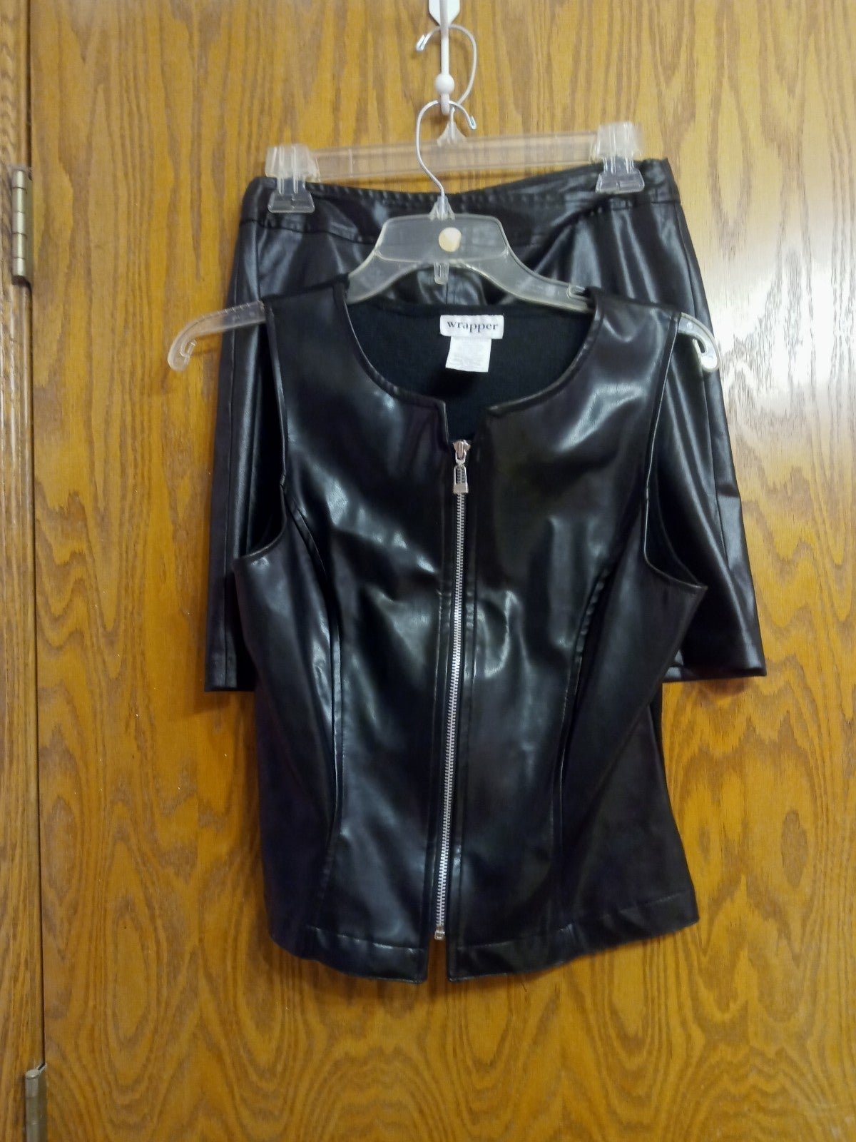 Faux leather out fit, juniors sz med