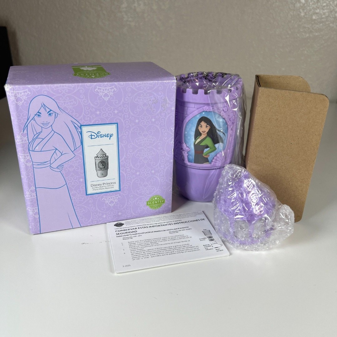Scentsy Disney Princess Wall Fan Diffuser Tiana Mulan Rapunzel NEW NIB
