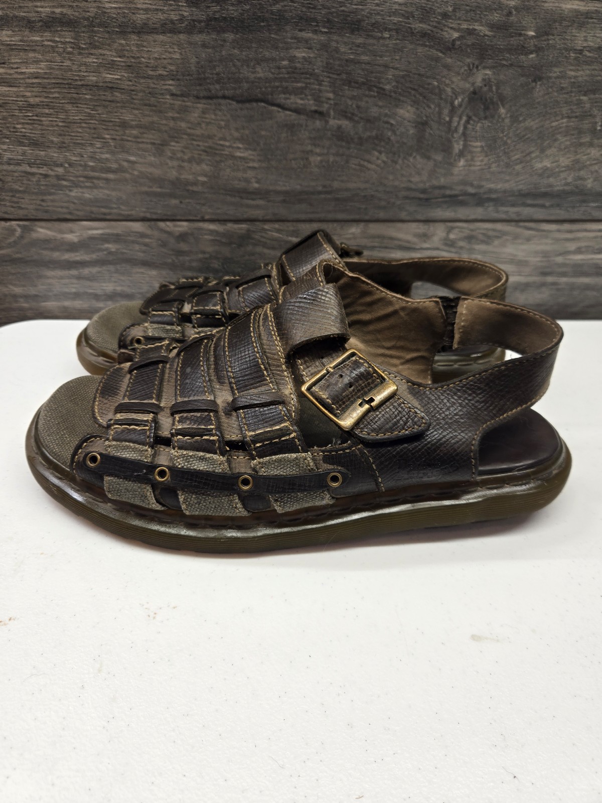 Vtg Y2K Dr Doc Martens Leather Fisherman Chunky Sandals Men's Size 11 Women's 12