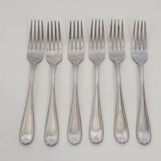 Set of 6 Lenox Tudor Bead Augusta 18/10 Stainless 7 1/8 Salad Forks Flatware