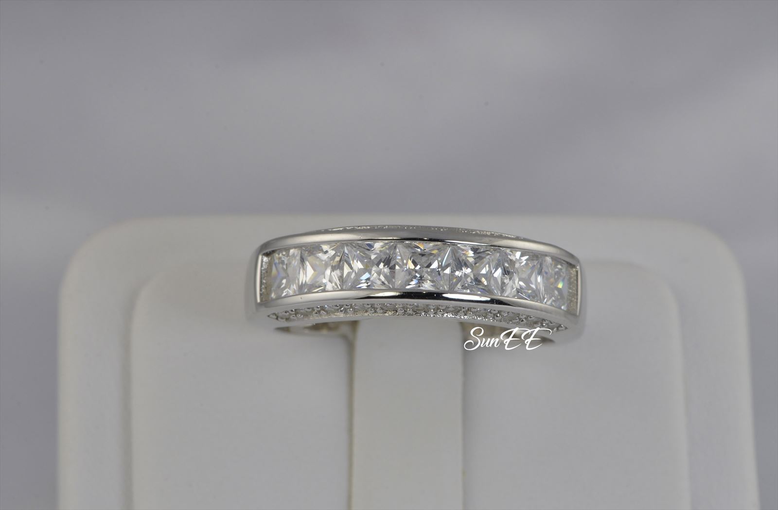 New Real 925 Sterling Silver 2.3ct Halo Cushion Diamond Cut Wedding Ring