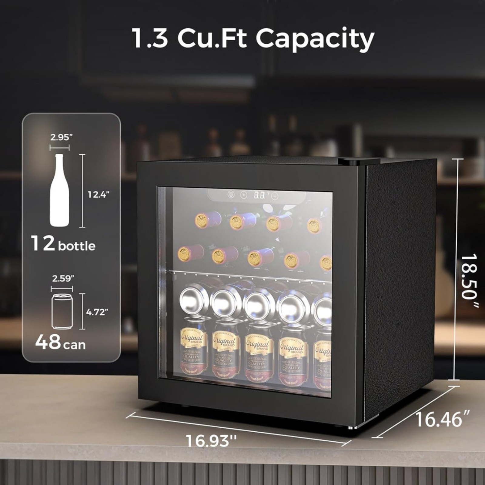 Kndko Mini Beverage Refrigerator - 48 Can Mini Fridge with Digital Temp. Control - detail