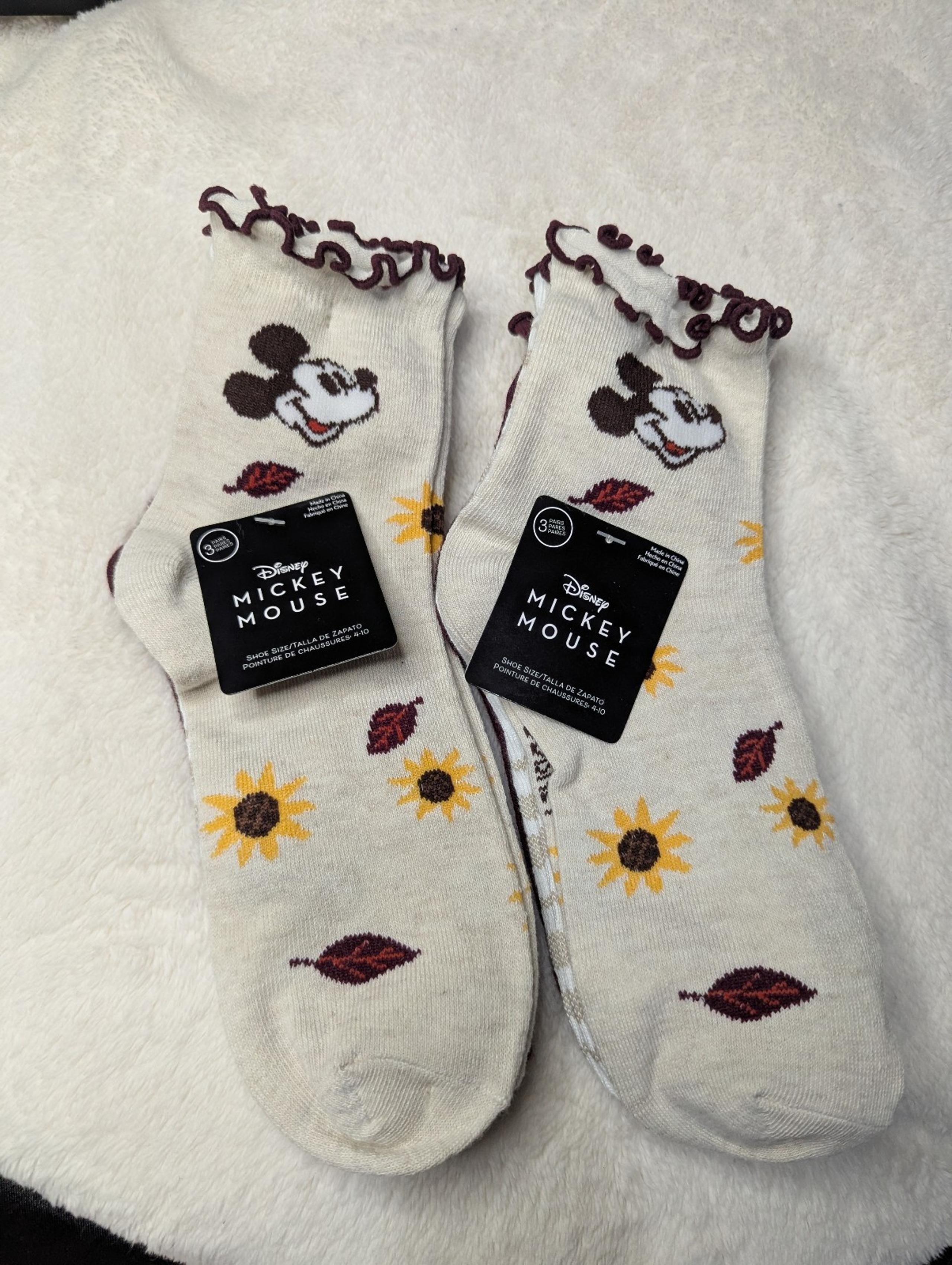 women's Disney Mickey and Minnie Mouse ruffle Socks 6 pairs size 4-10