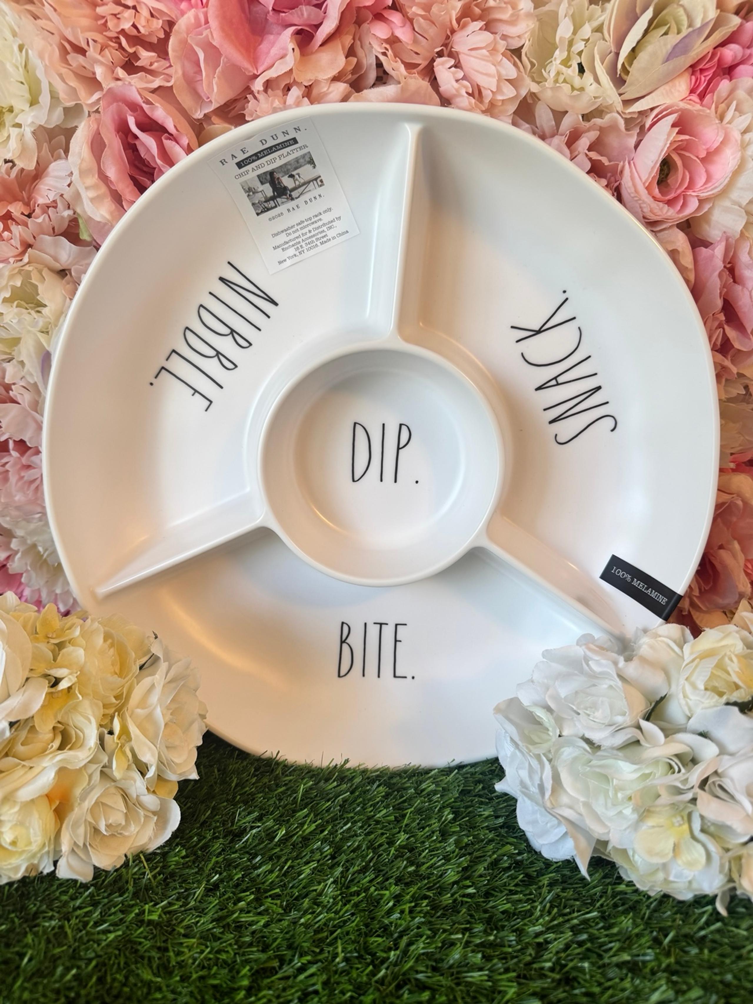 Rae Dunn Separated Compartment Tray, Melamine- “SNACK,” “NIBBLE,” “BITE,” “DIP”