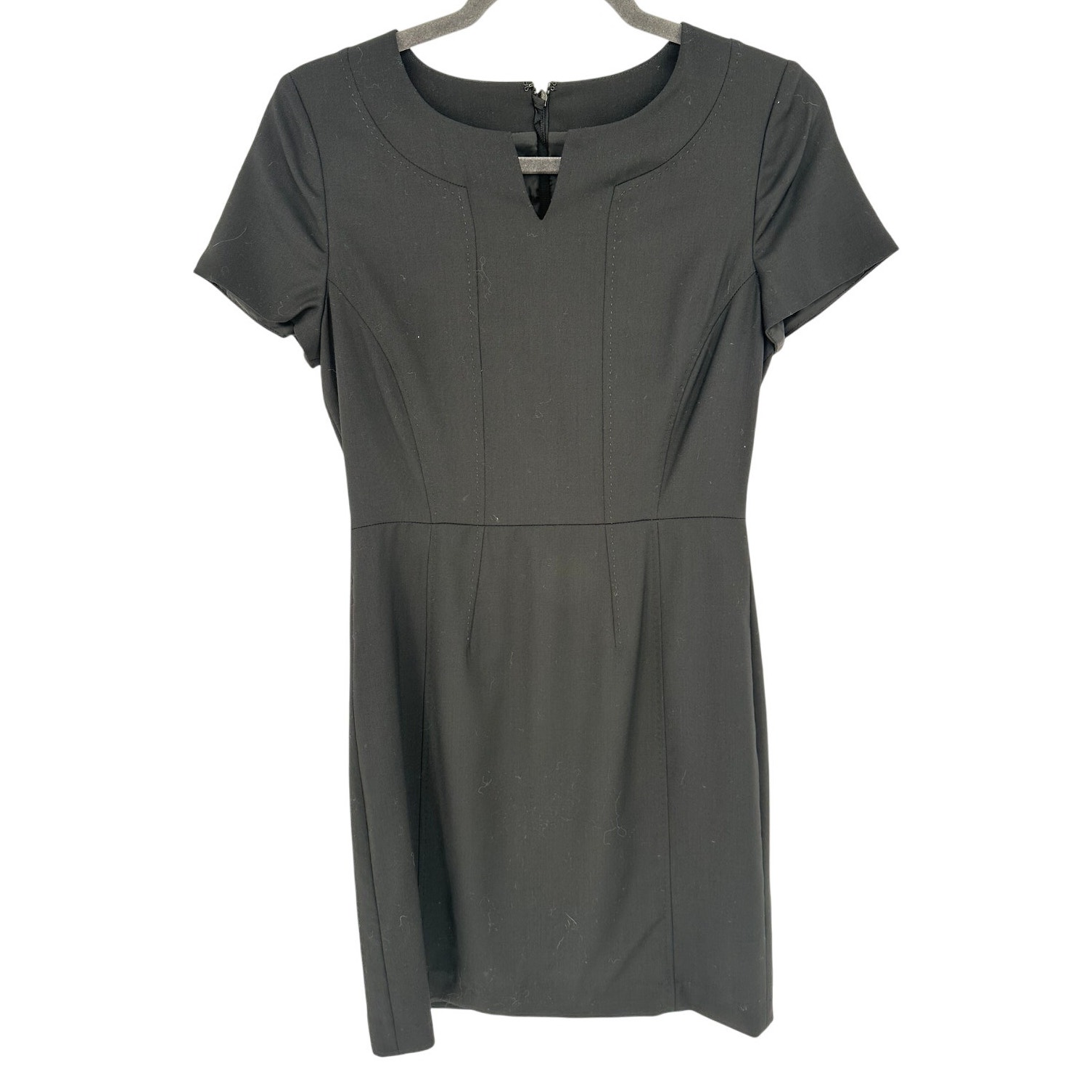 Brooks Brothers 100% Wool Sheath Dress Black Short Sleeve Italy Office Size 2