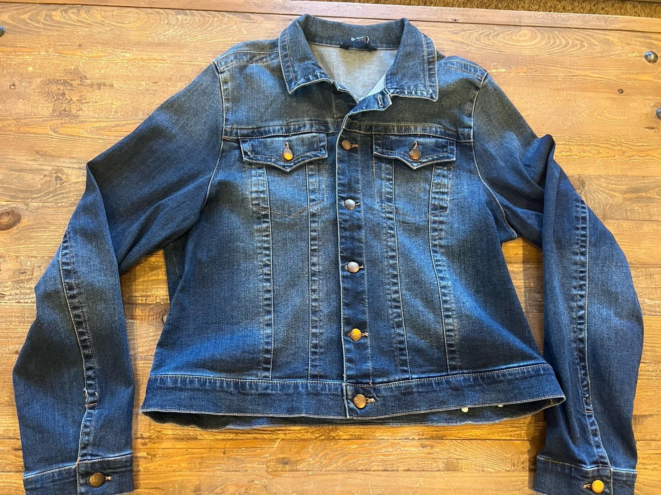 D jeans womens Denim jacket Stretch Denim Casual Blue Button Comfort Xtra Large