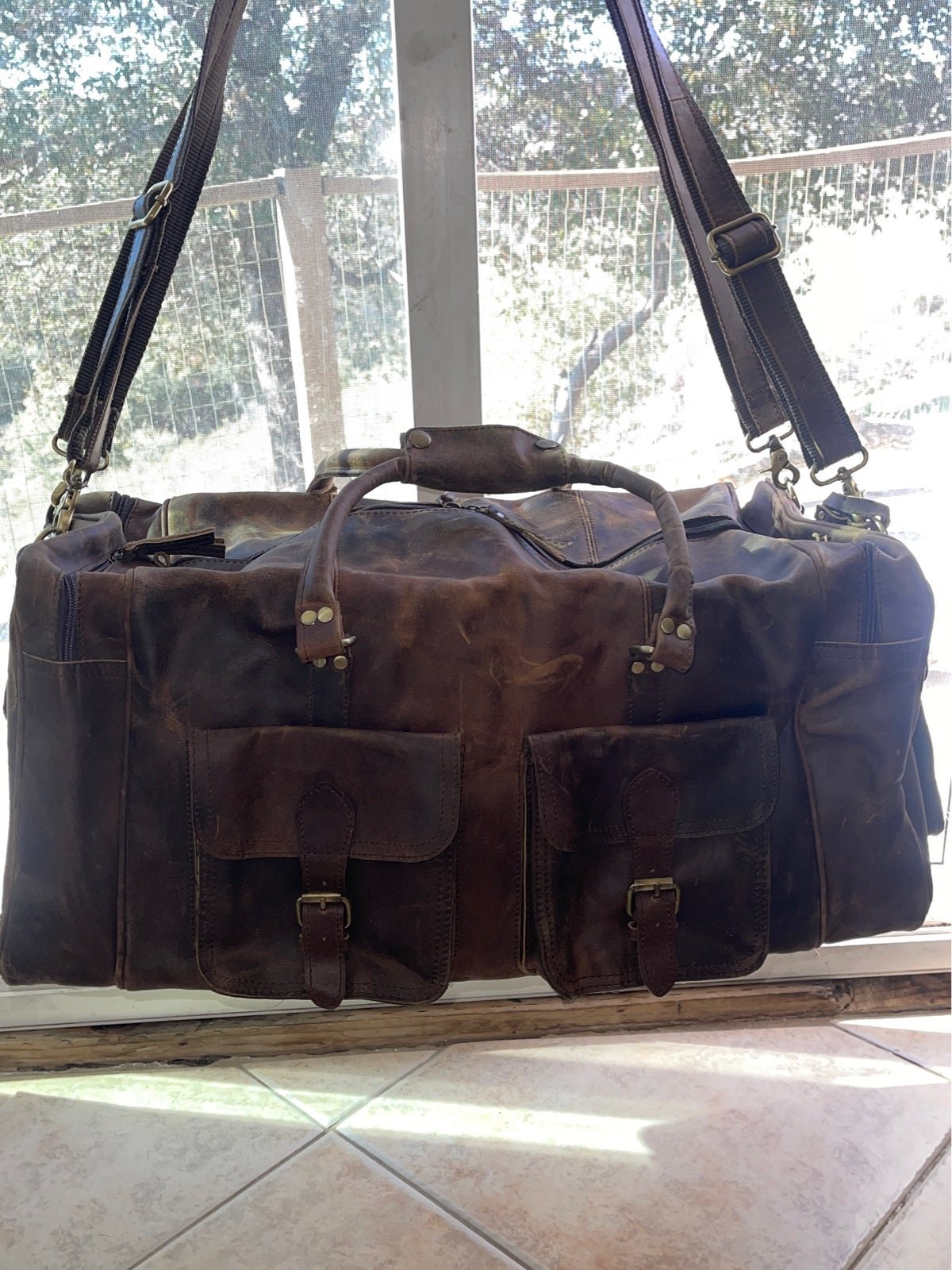 Men’s Genuine Leather Duffle Bag