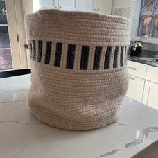 Room and Board: Kori 16 diam 16h Round Storage Basket in Ivory/Charcoal