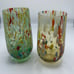 CC Zecchin style Murano Italy set of 2 rainbow confetti milifiori glasses
