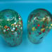 CC Zecchin style Murano Italy set of 2 rainbow confetti milifiori glasses