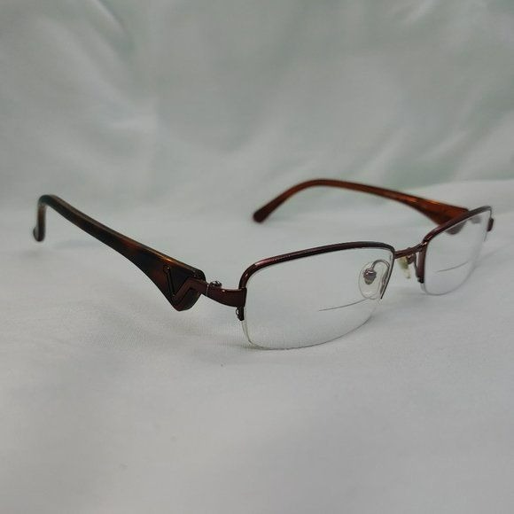 VOGUE Eyeglass Frames VO3686 Brown Tortoise Shell Half Rim Metal Glitter