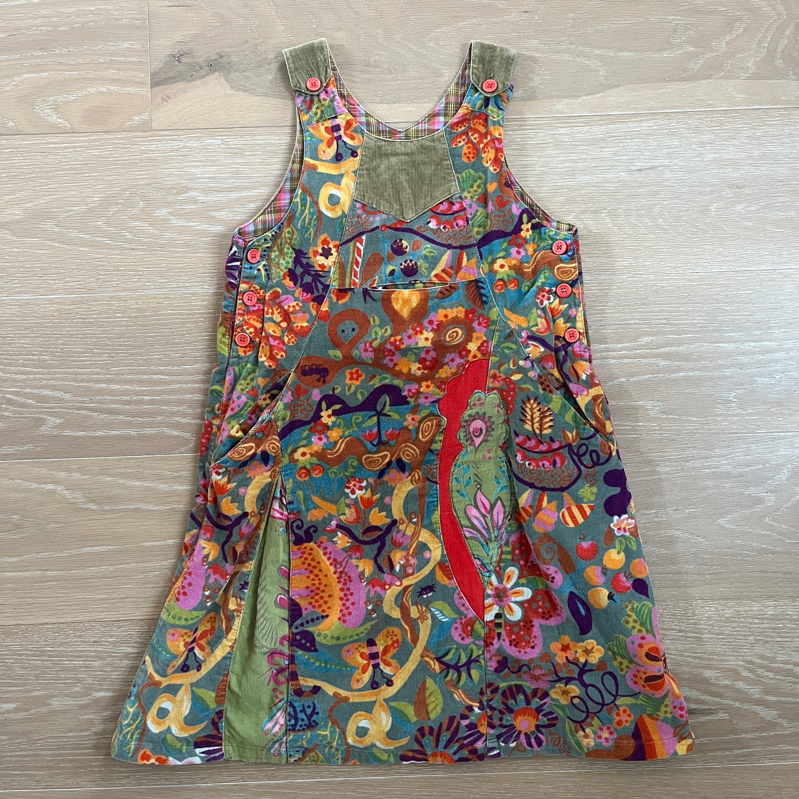 Oilily Girl's Velvet & Corduroy Multi-Print Sleeveless Jumper Dress 9/10 Years
