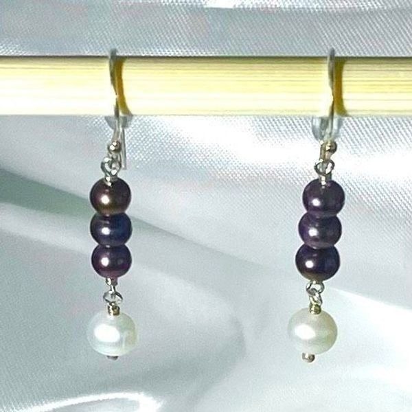 ANCx Sterling 925 Silver & Pearl 1 1/4” Dangle Earrings.