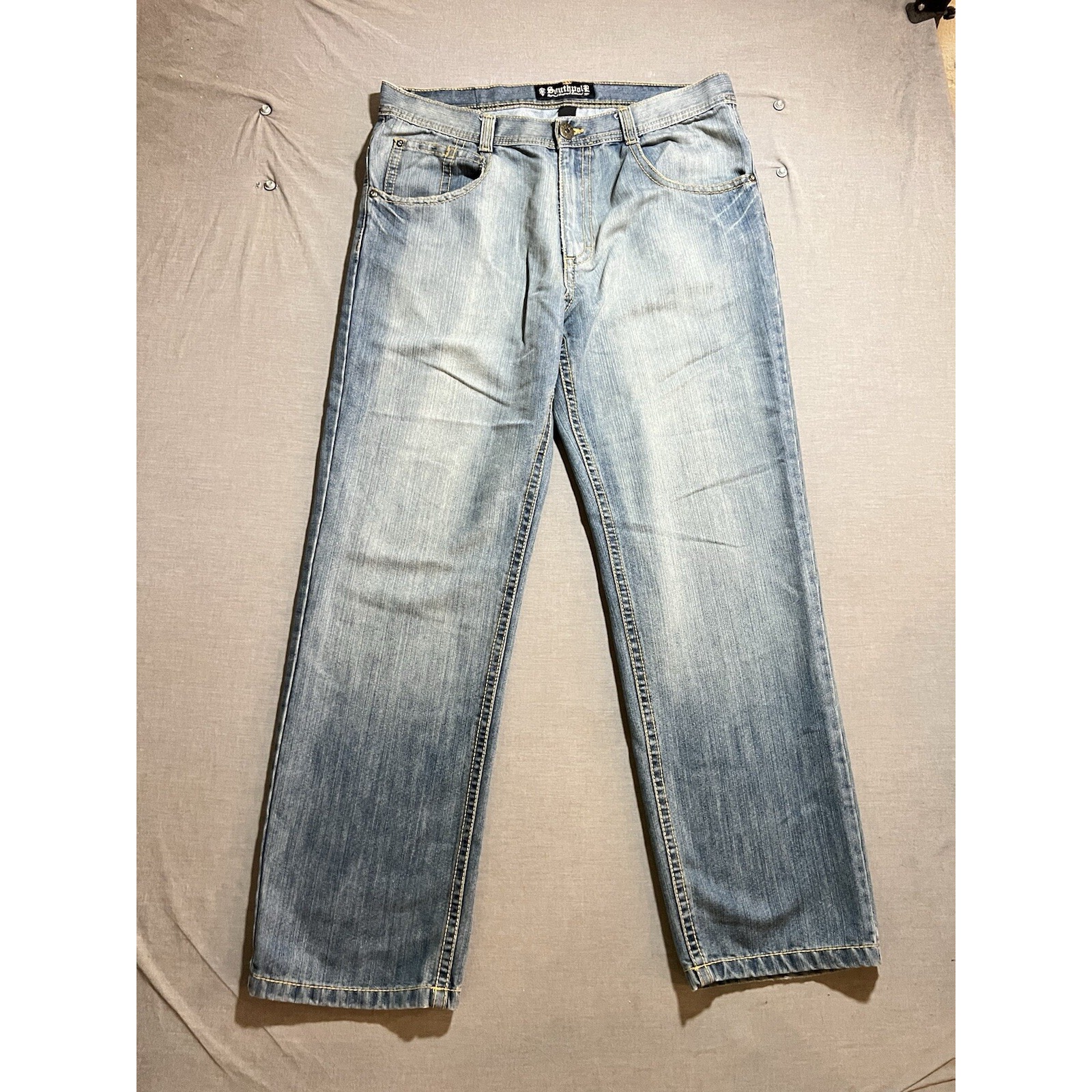 Vintage Southpole Jeans Mens 38x32 Blue Denim Baggy Pocketed Hip Hop Y2K.