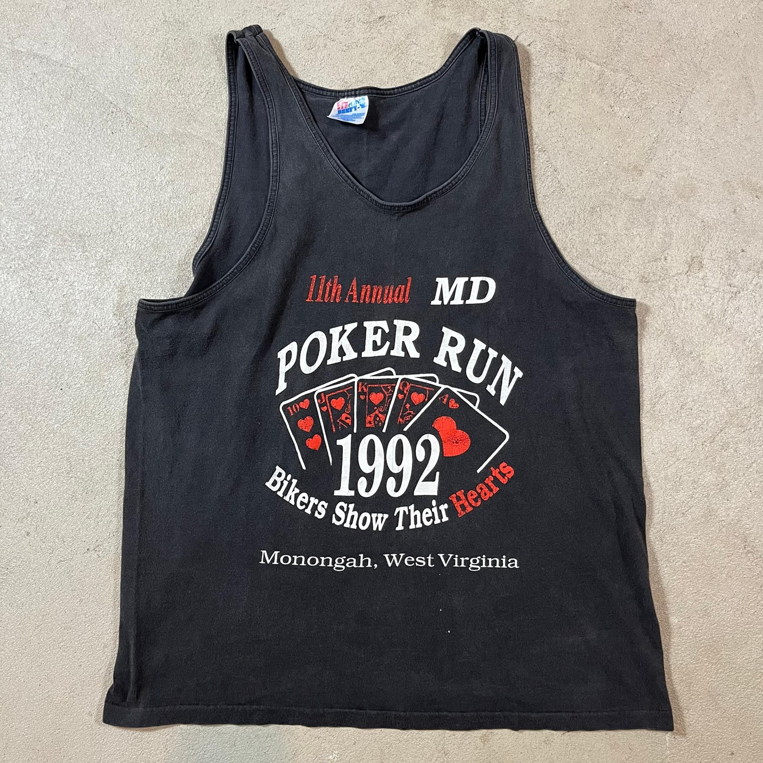 Vintage 1992 Poker Motorcycle Run West Virginia Tank Top Size Large Made In USA
