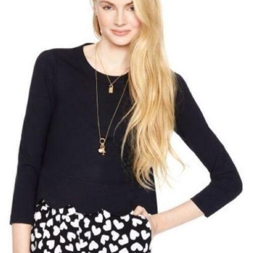 world famous sale online Crew Sleeve 3/4 Hem Scallop Ponte Black Spade Kate Neck 4 Size Blouse Shirt Top Women world famous sale online Crew Sleeve 3/4 Hem Scallop Ponte Black Spade Kate Neck 4 Size Blouse Shirt Top Women