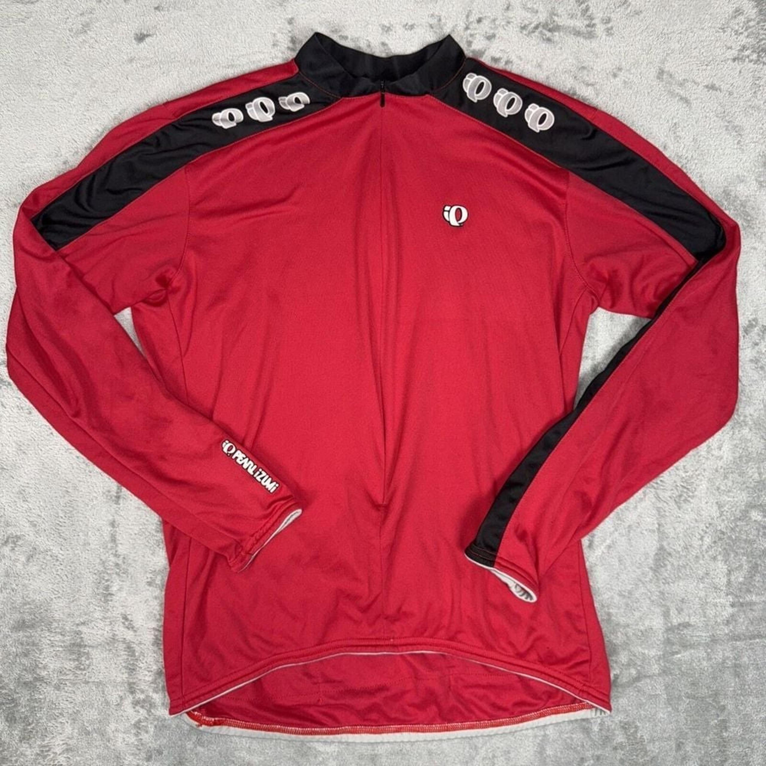 Mens Pearl Izumi Large Thermal Red Cycling Half  Zip Jacket Bottle Holders