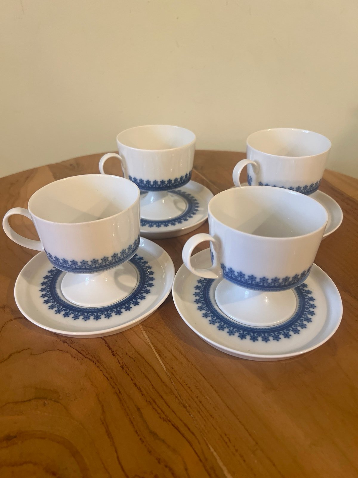 Lot of 4 Rosenthal Studio Linie Germany Demi Coffee Cups Mugs with Saucers