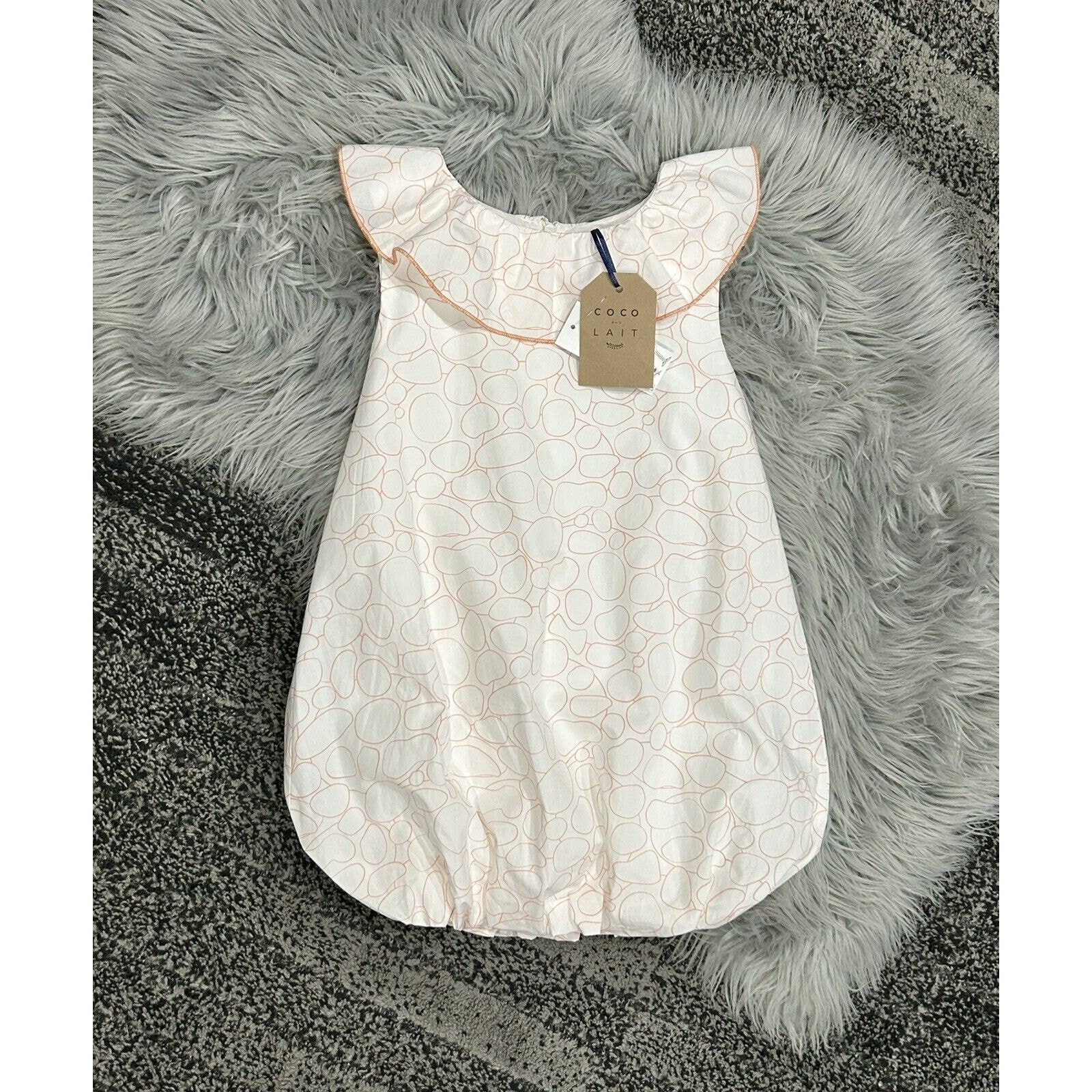 Coco Au Lait White Geometric Patterned Balloon Skirt Dress Size 2T