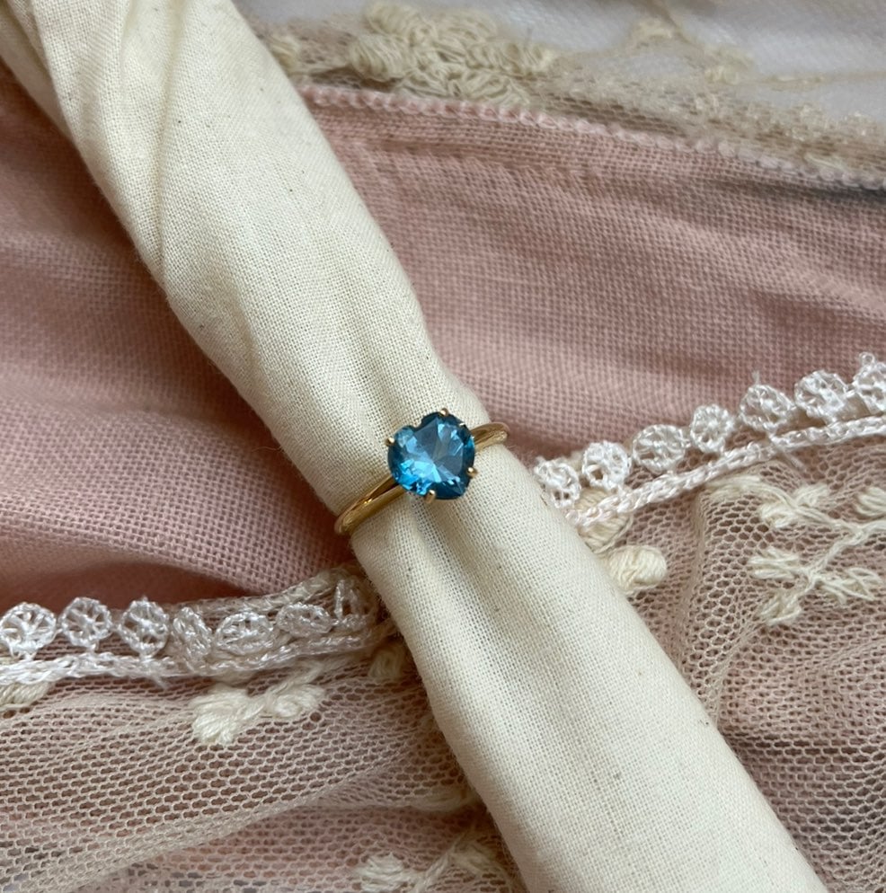 Clyde Duneier Blue Topaz 14k Gold Heart Cut Ring