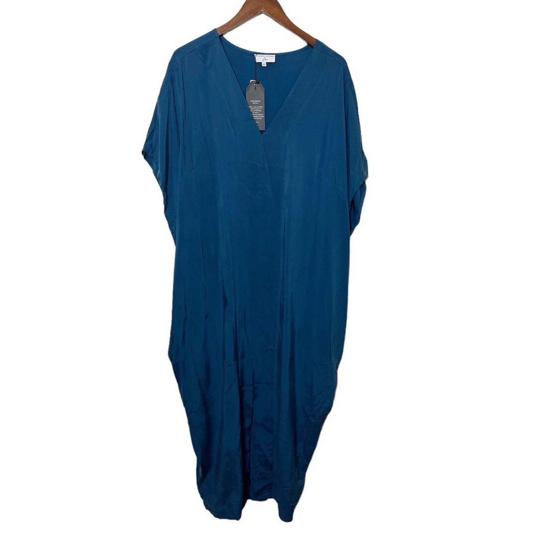 Universal Standard for J.Crew Cupro Caftan Tunic Midi Dress Teal Size 3X 22-24