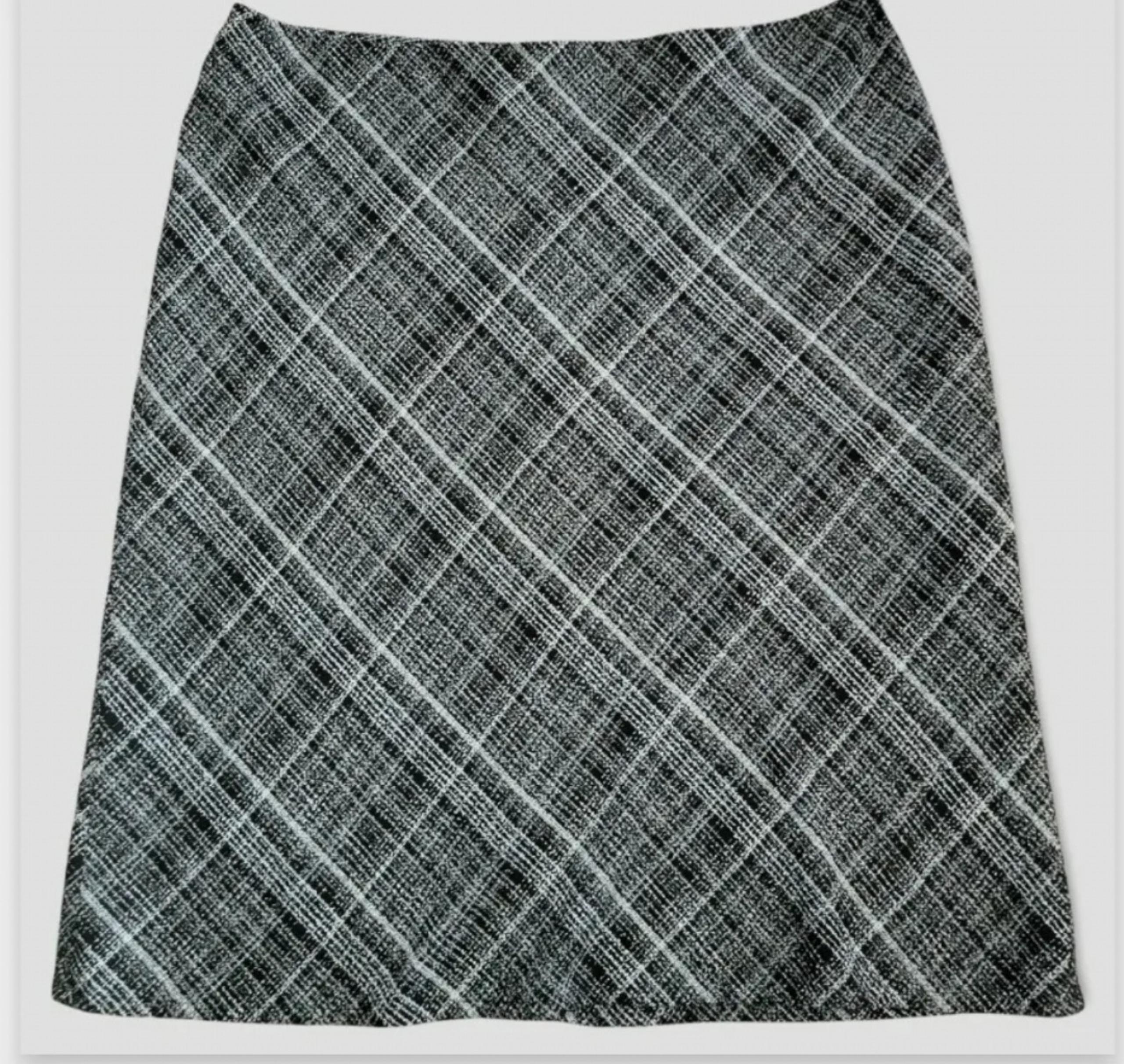 Avenue Womens Skirt Black White Tweed Lined A Line Plus Sz 24