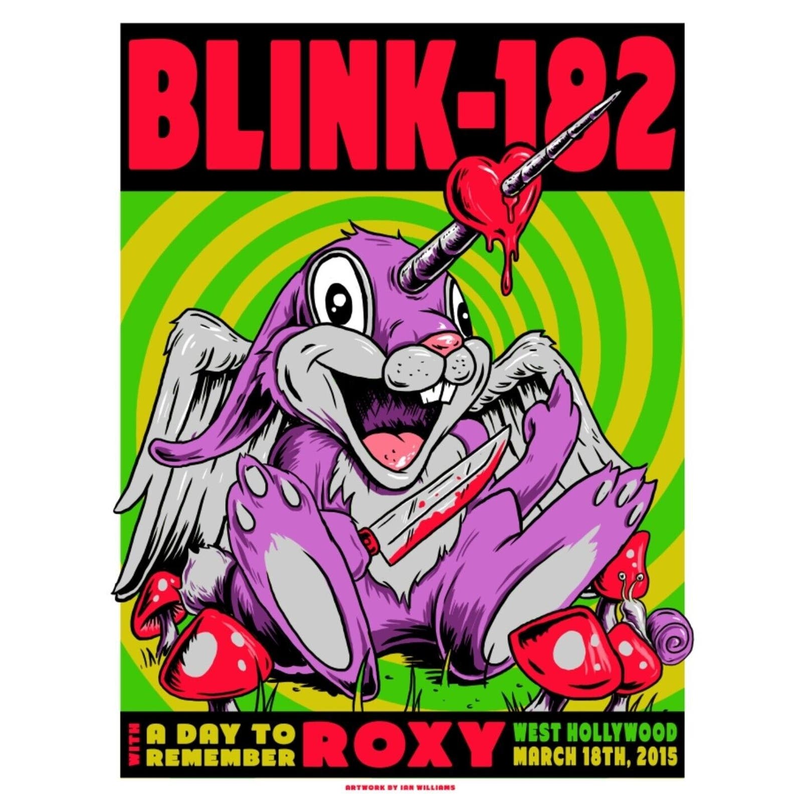 Blink 182 March 18th 2015 Roxy West Hollywood Gig Poster SIGNED And Numbered