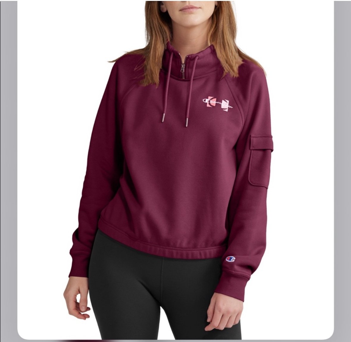 S Champion Campus Eco Fleece Mini zip mock neck Sweatshirt