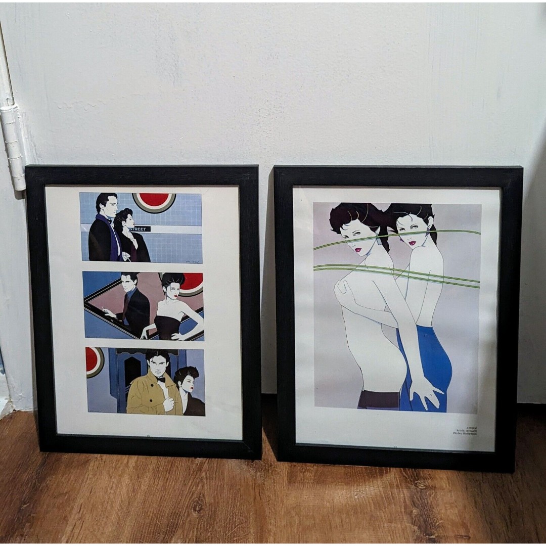Patrick Nagel Art Bookplate Prints Metro Men Women 1985 1980s Framed Pictures
