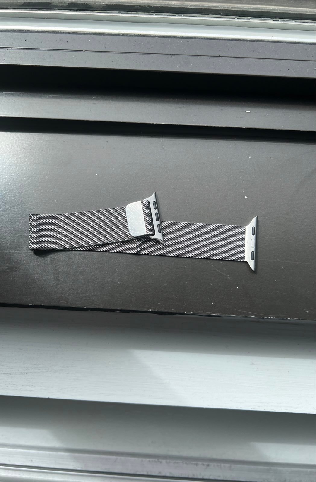 Silver apple watch band