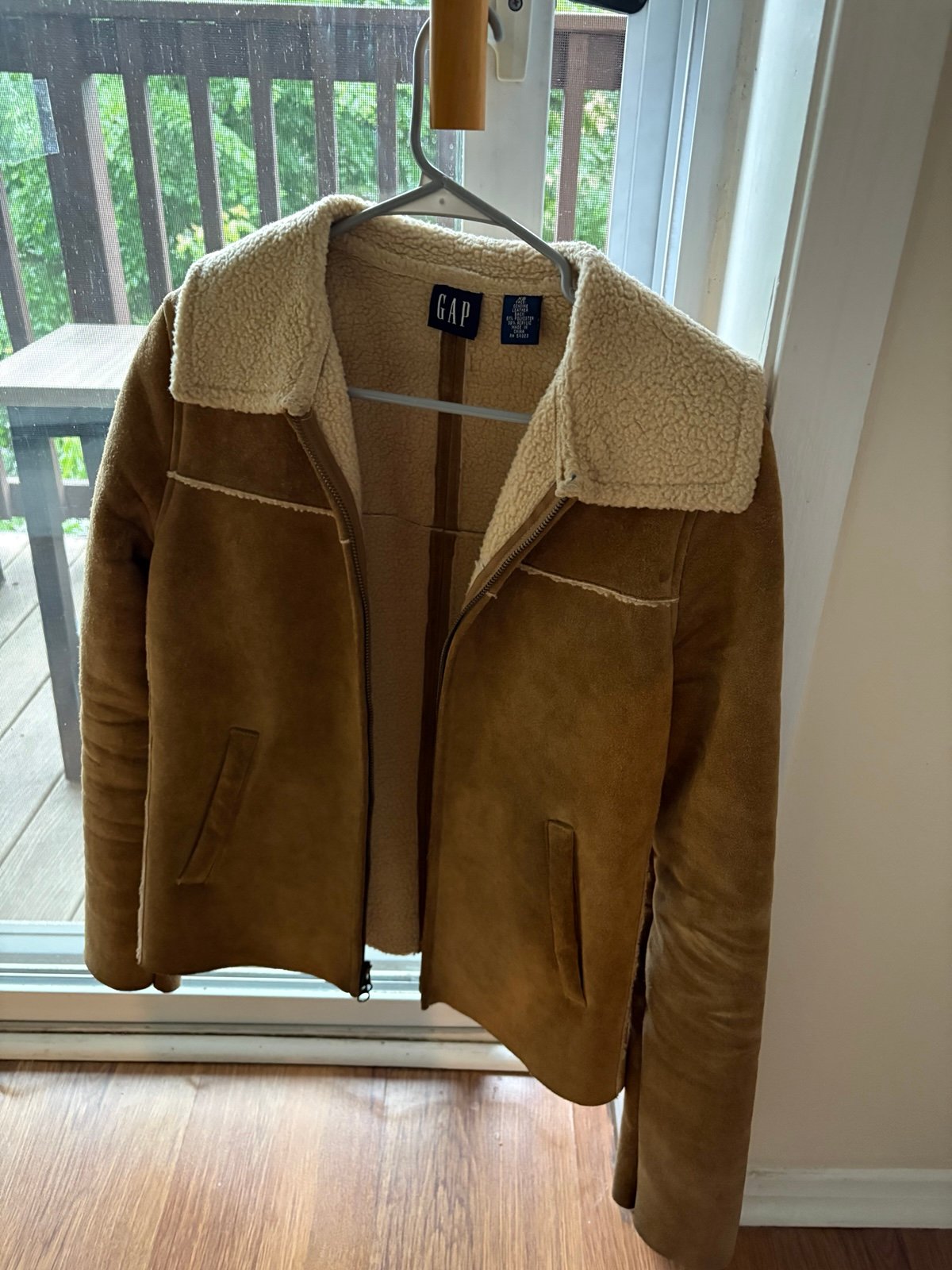 GAP leather jacket with fleece