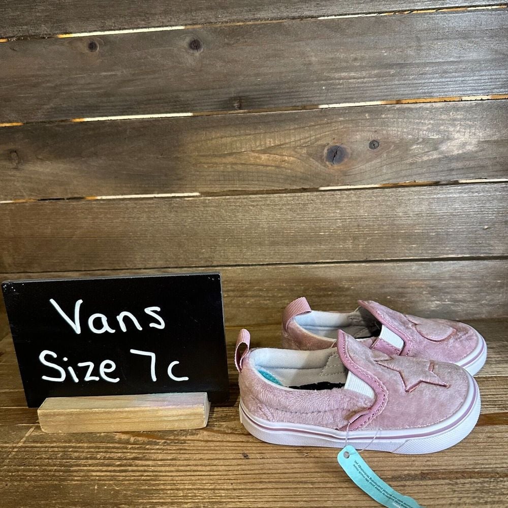 New Little Kids Vans Classic Slip On Comfy Cush Pink Velvet Shoes Sneakers 7 C