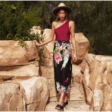 Walter Baker New Paradise Versatile Sarong Magnolia Floral Womens Boho Swimwear