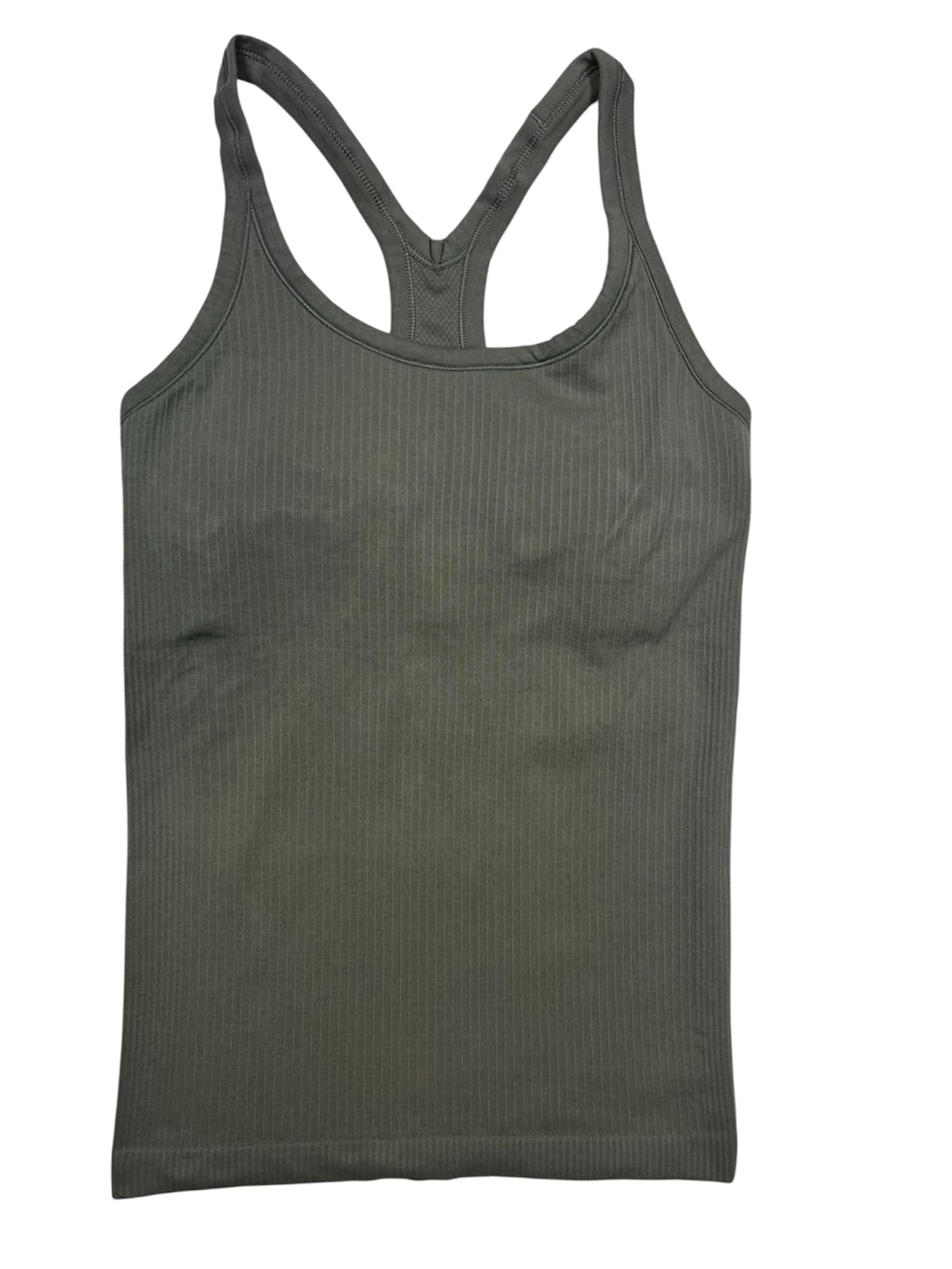 Lululemon Women’s Olive Green Ribbed Tank Top Slim Fit size M