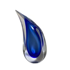 Cobalt Blue Glass Tear Drop Vase Oggetti Luigi Onesto Style Handmade Italy