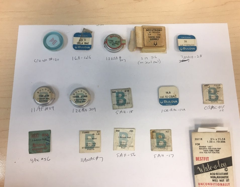 Vintage Bulova watch parts