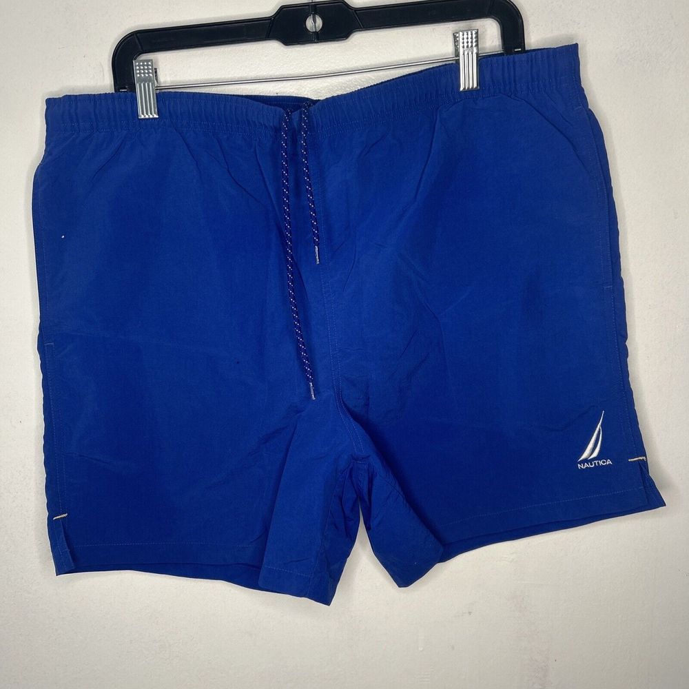 Nautica Shorts Mens Medium Blue Lined swim shorts Pockets