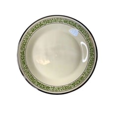 LENOX CHINA Dinner Plate 10.75 Memoir Green Floral Band, Platinum Ring Vintage
