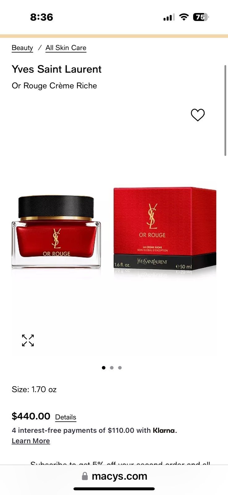 YSL face cream or rouge cream riche