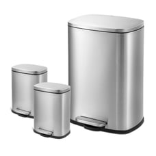 Quality Rectangular Step Garbage Can 3 Piece Combo, 13.2 gal , Two 1.3 gal, S