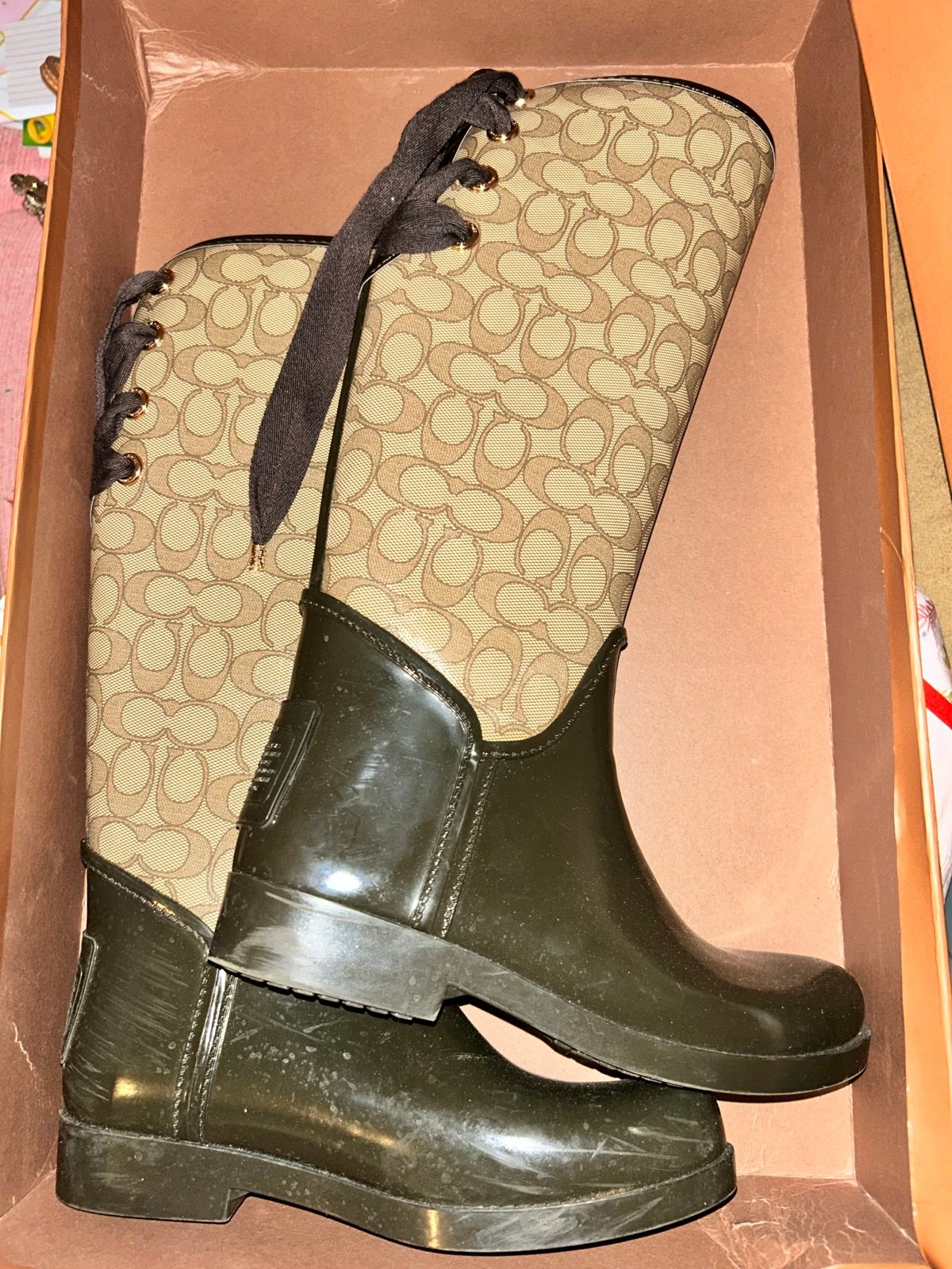Coach Women's Tristee Lace-Up Rain Boots