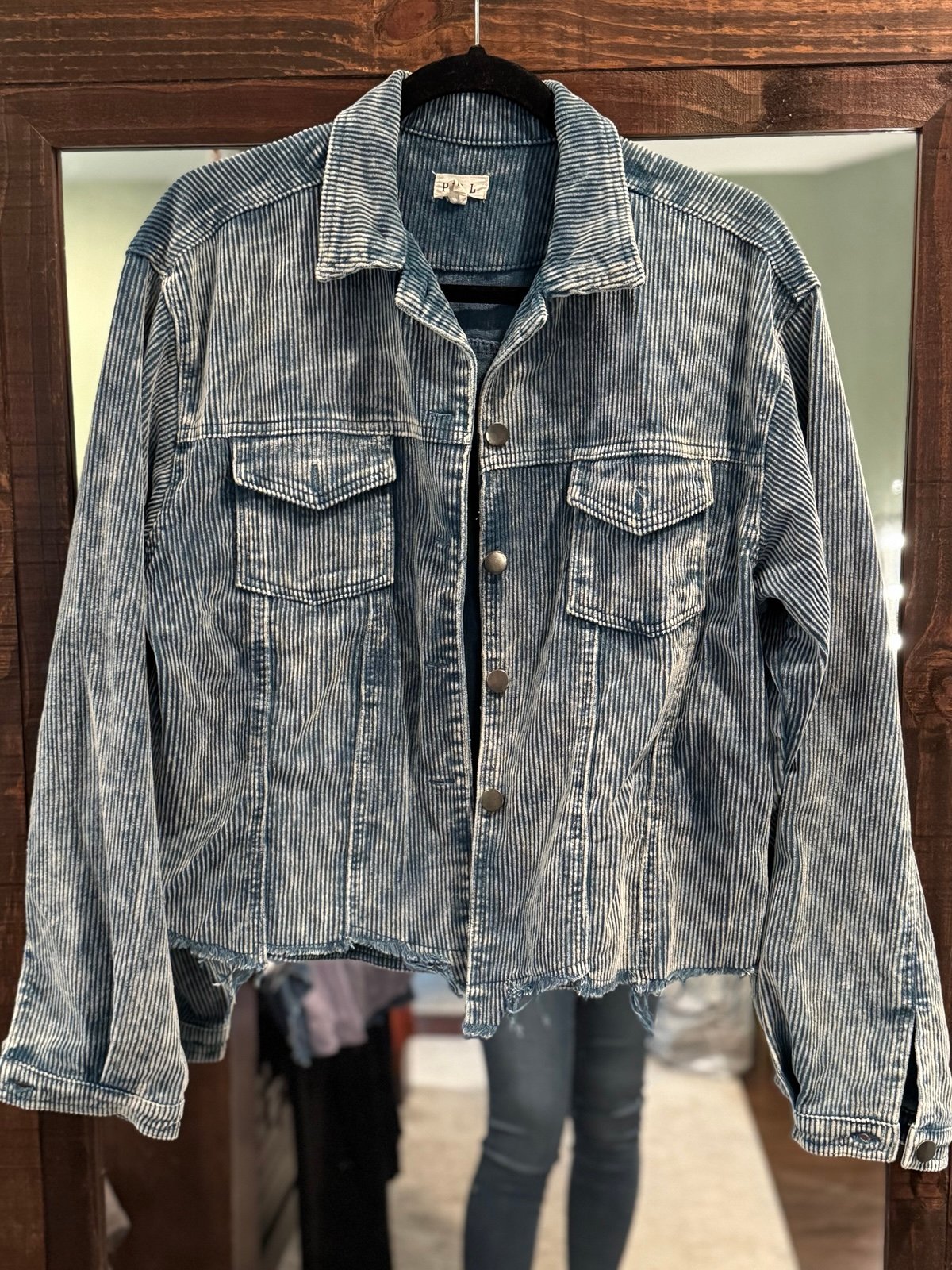 POL Raw Hem Cropped Corduroy Jacket