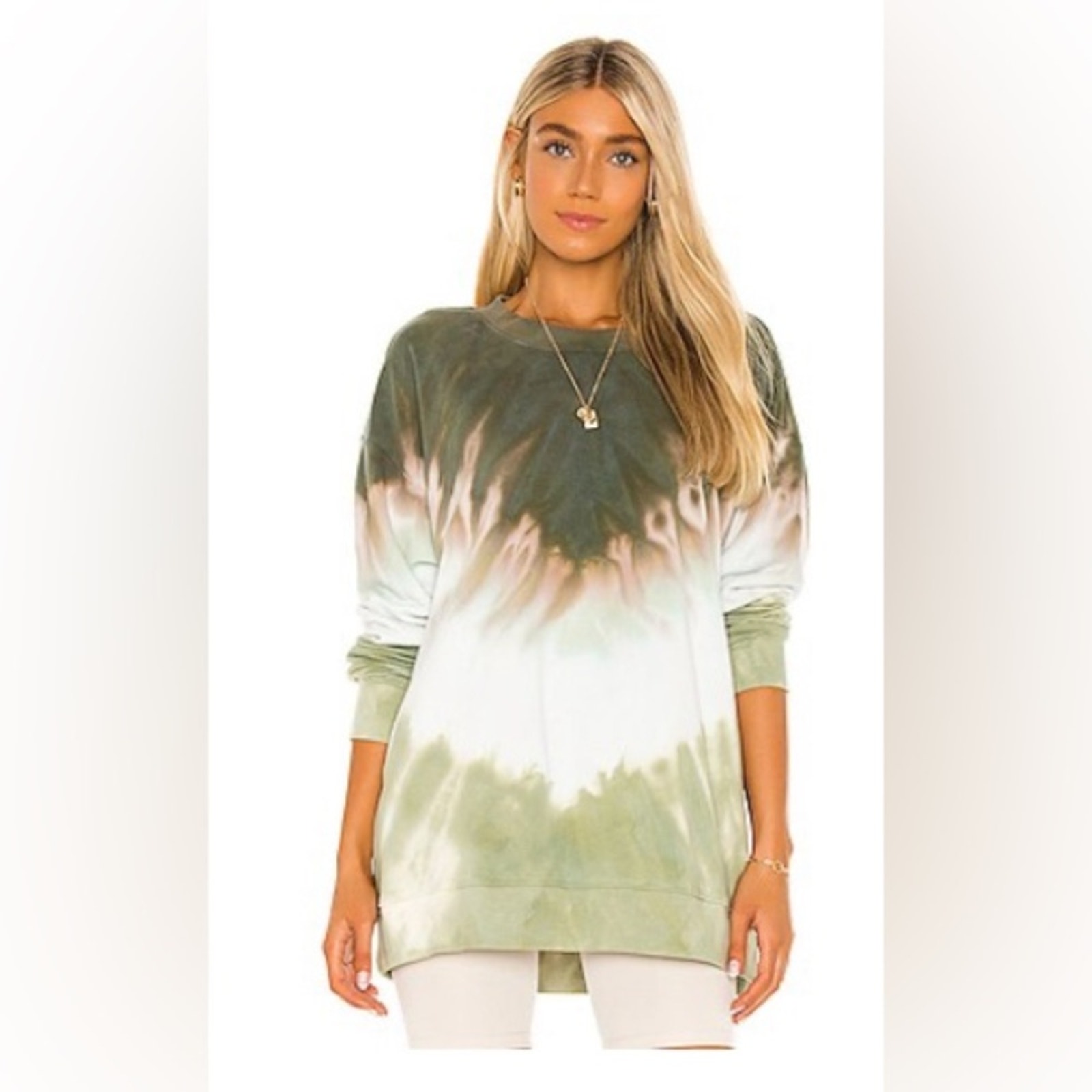 Wildfox Road Trip Tie Dye Oversized Sweatshirt in Chevron Shore Dye SZ S