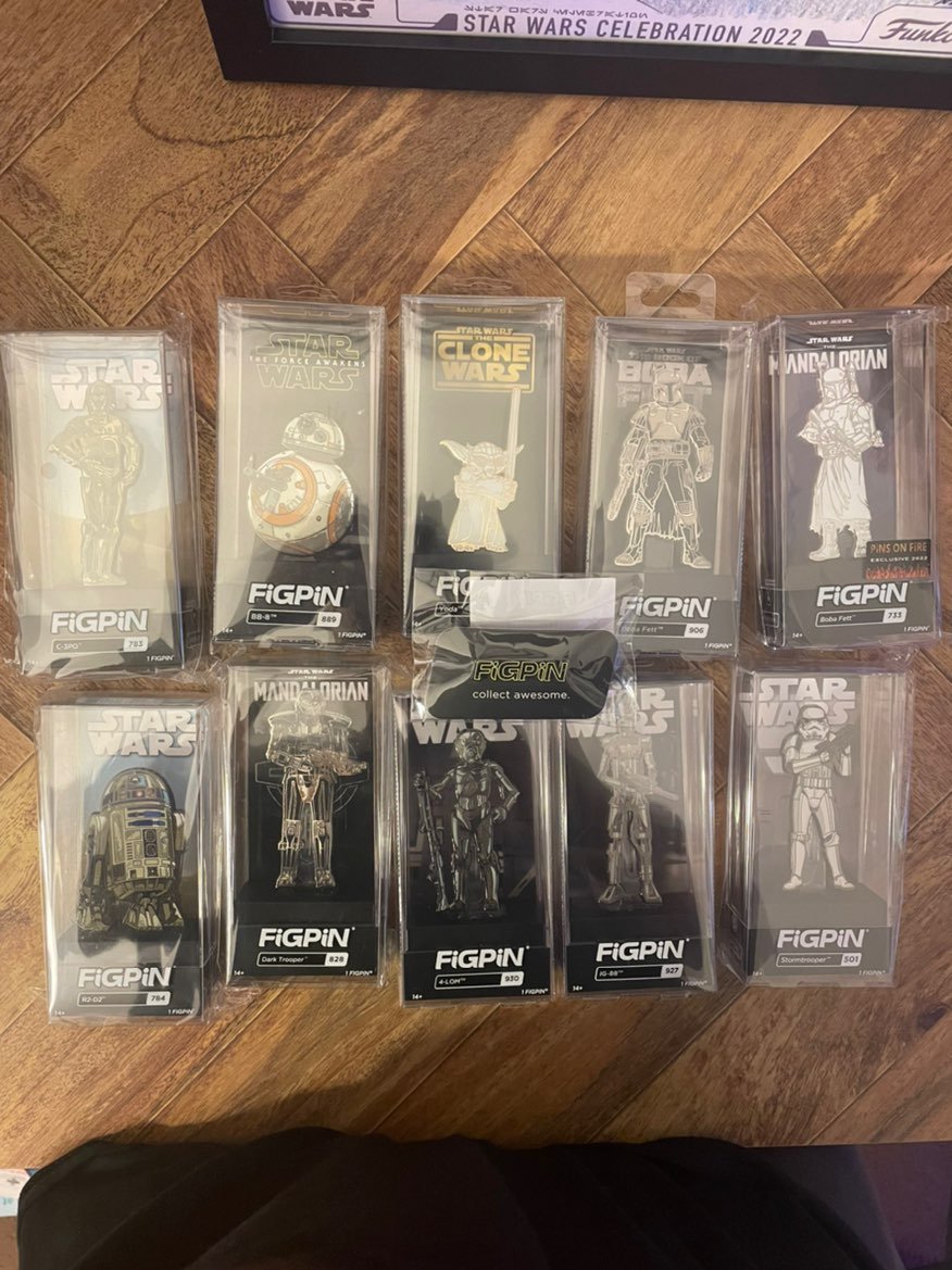Figpin Anaheim Star Wars Celebration 2022 Set of 7 and 2 SDCC Exclusives w/ Logo