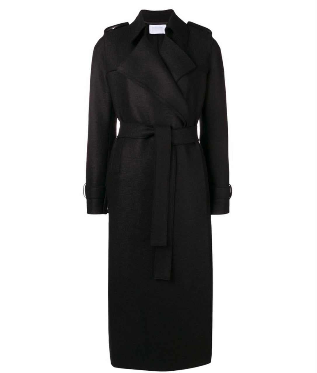 Like New Harris Wharf London Beige Pressed Virgin Wool Trench Coat In Dark Navy