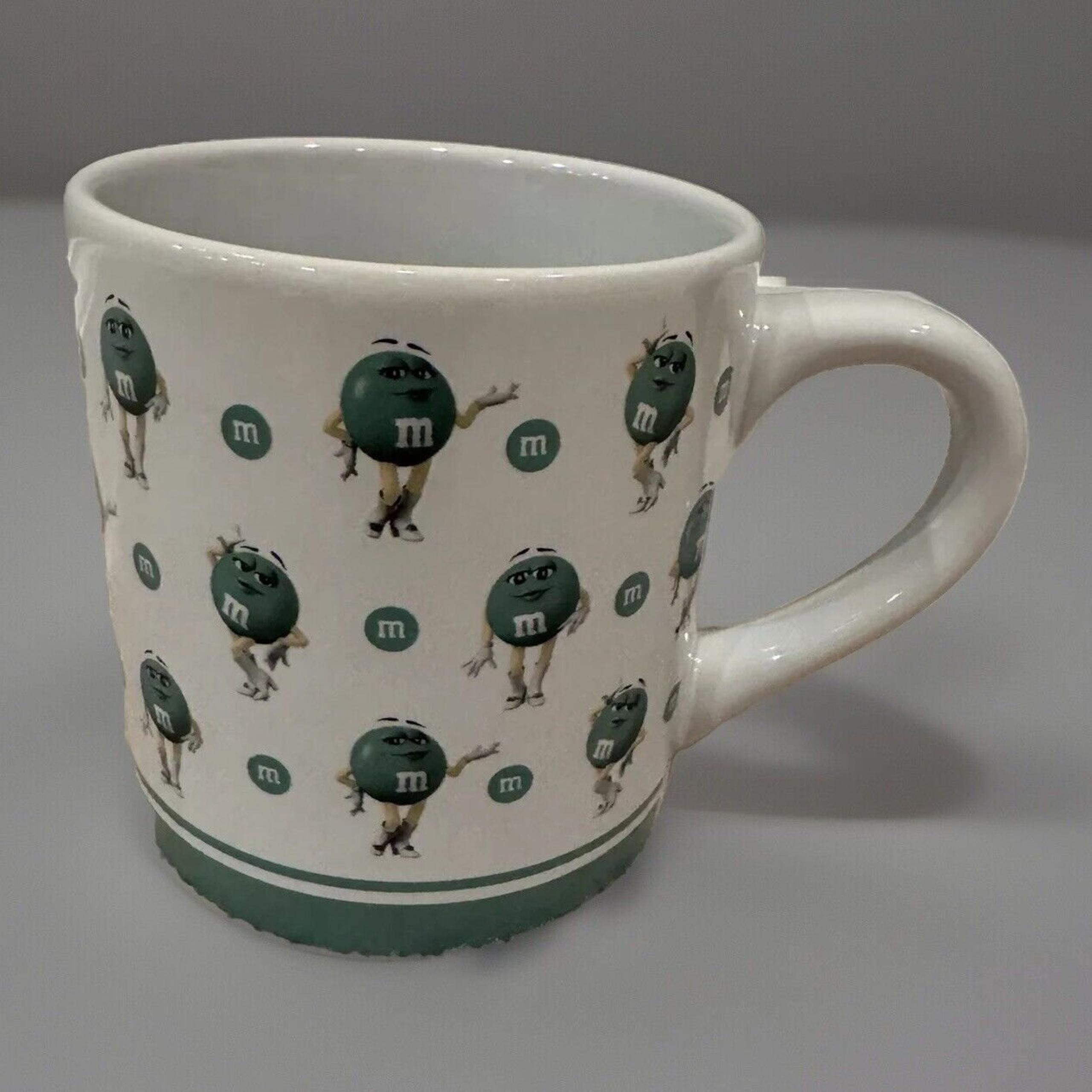 Green M&M Coffee Mug Cup Mars Ltd Edition 2018 White Mug Green M&M, Big 16 Oz.
