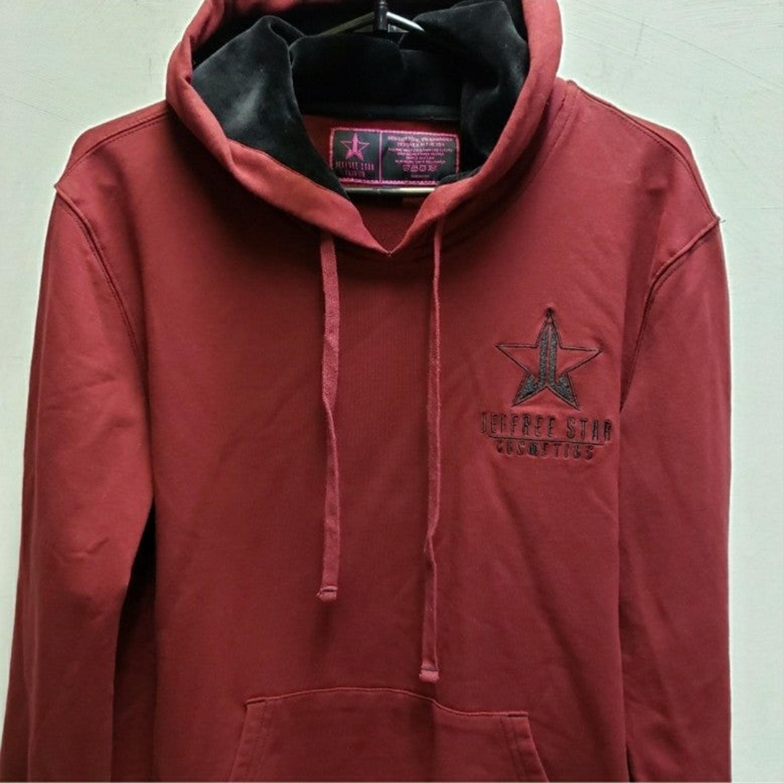 Jeffree Star Cosmetics womens small burgundy stretchy embroidered hoodie