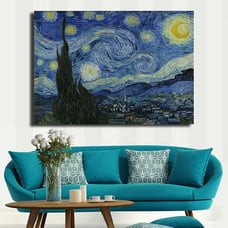 NEW!! HUGE 40 x60 Van Gogh Starry Night Canvas Wall Art Print HAND EMBELLISHED