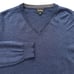 Neiman Marcus 100% Merino Wool Sweater V-Neck Soft Knit Pullover Blue Mens XL